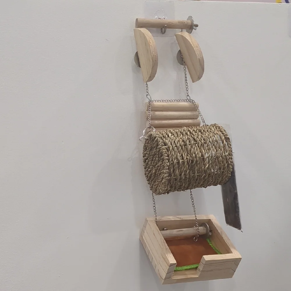 Natural Wood and Rope Bird Toy